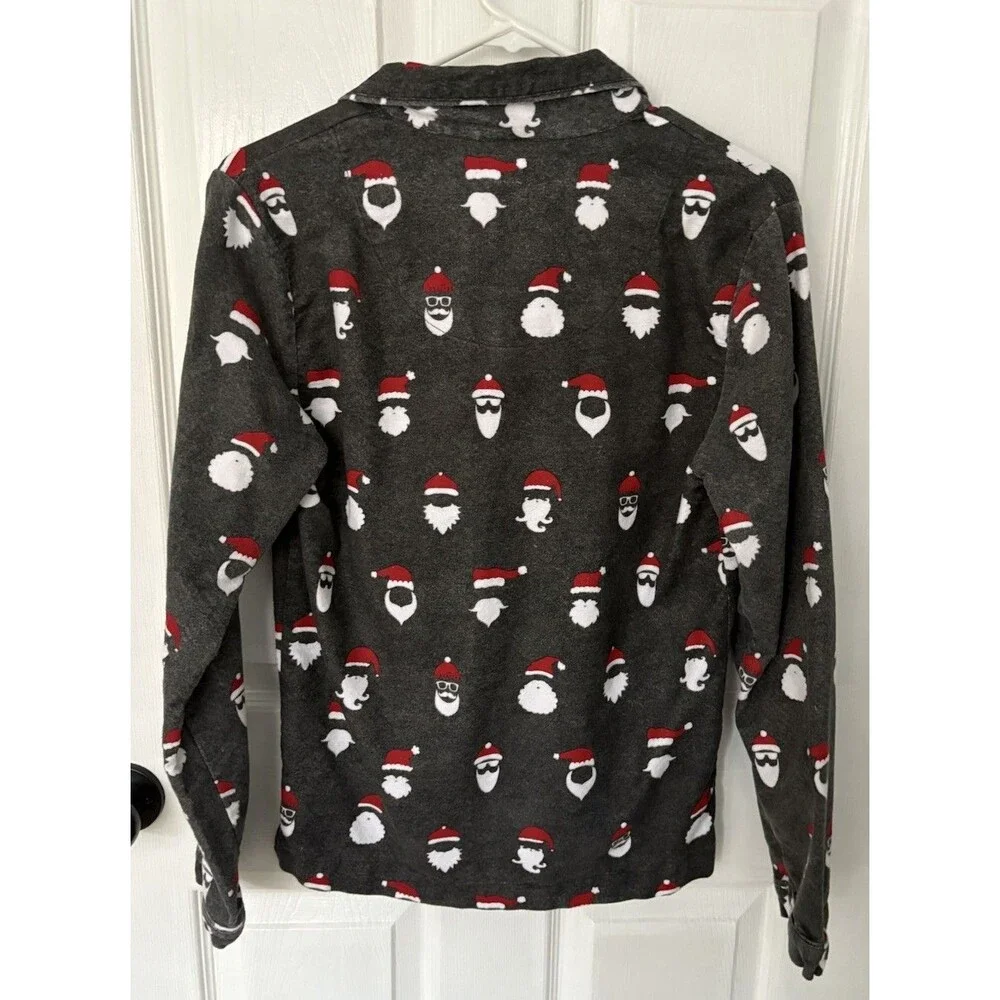 Pottery Barn Teen Santa Print Button Down Pajama Top Only Size Small Boy Or Girl